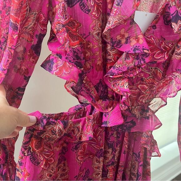 Misa Revolve Azalea Long Sleeve Romper in Fuchsia Pink XS NWT - Picture 6 of 15